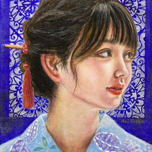 絵画 のおすすめ作品・人気作家 女性 可愛い ノスタルジック 人物画 女の子 浴衣 浴衣女子 青 青の音 インテリア絵画 アート