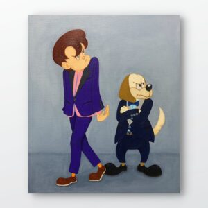 アクリル画 のおすすめ作品・人気作家 人物 犬 アクリル画 インテリア キャラクター ポップアート 現代アート 紫 もう行こうぜ インテリア絵画 アート