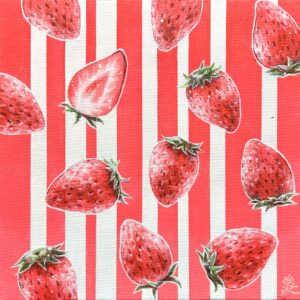 油絵 のおすすめ作品・人気作家 油彩いちごフルーツかわいいポップ Strawberries インテリア絵画 アート