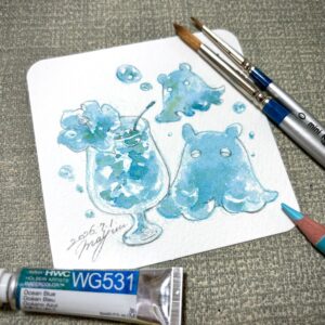 水彩画 のおすすめ作品・人気作家 メンダコ ブルーハワイソーダ インテリア絵画 アート