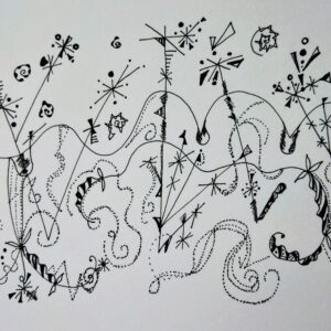 ペン画 ドローイングのおすすめ作品・人気作家 モノクロ 抽象画 自然 ドローイング ペン画 原画 現代アート 空 To the sky インテリア絵画 アート