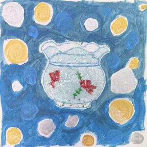 アクリル画 のおすすめ作品・人気作家 金魚　金魚鉢　生き物　動物 金魚鉢 インテリア絵画 アート