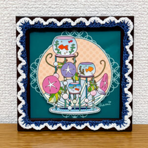 デジタルイラスト のおすすめ作品・人気作家 イラスト かぎ針編み カラフル ポップ 和菓子 季節 朝顔 水まんじゅう 夕涼み インテリア絵画 アート