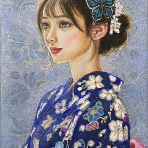 絵画 のおすすめ作品・人気作家 女性 ゆかた バタフライ 和服 女の子 浴衣 着物 蝶 蝶ちょの髪飾り インテリア絵画 アート