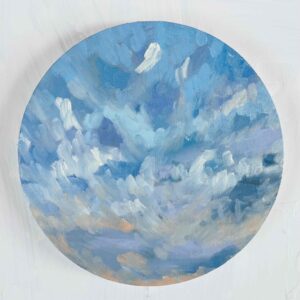 絵画 のおすすめ作品・人気作家 空　風景　油彩　円形 原画・油彩 『 朝空　20260709』絵画・ 直径25cm・アート・丸形キャンバス インテリア絵画 アート