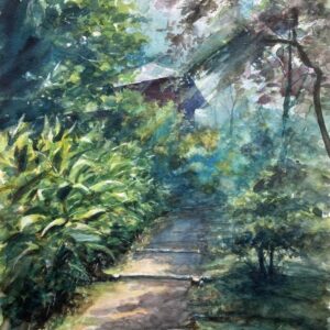 絵画 のおすすめ作品・人気作家 木漏れ日 緑 自然 夏 朝 朝光の小径 インテリア絵画 アート