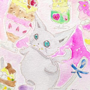 イラスト のおすすめ作品・人気作家 イラスト 水彩画 猫 アナログイラスト 手描きイラスト 透明水彩 夢の国なミルク インテリア絵画 アート