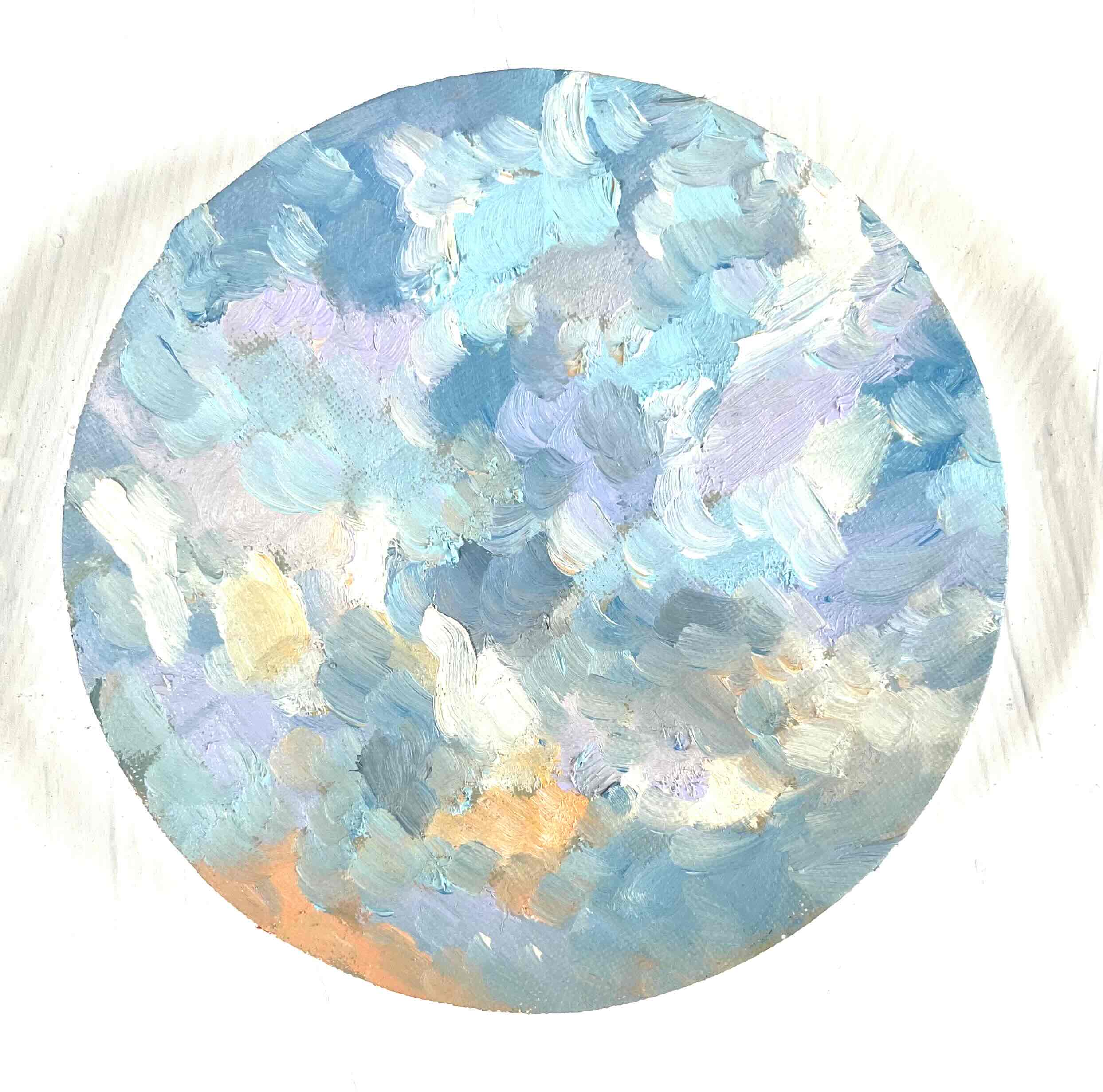 絵画 のおすすめ作品・人気作家 空　風景　油彩　円形 原画・油彩 『 朝空　20260711』絵画・ 直径15cm・アート・丸形キャンバス インテリア絵画 アート