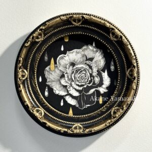 ペン画 ドローイングのおすすめ作品・人気作家 花 1点物 バラ ペン画 原画 小作品 植物画 Rose No.1 (スタンドタイプのフレーム付き) インテリア絵画 アート