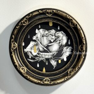 ペン画 ドローイングのおすすめ作品・人気作家 花 1点物 バラ ペン画 原画 小作品 植物画 Rose No.2 (スタンドタイプのフレーム付き) インテリア絵画 アート
