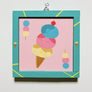 イラスト のおすすめ作品・人気作家 ピンク 人物 アイスクリーム 食べ物 トリプル インテリア絵画 アート