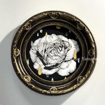 ペン画 ドローイングのおすすめ作品・人気作家 花 1点物 バラ ペン画 原画 小作品 植物画 Rose No.3 (スタンドタイプのフレーム付き) インテリア絵画 アート