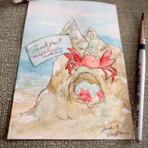 水彩画 のおすすめ作品・人気作家 カニ 砂のお城 インテリア絵画 アート