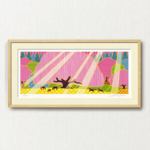 版画 のおすすめ作品・人気作家 ピンク 抽象画 自然 黄色 fineart modernart Nature インテリアアート ファインアート モダンアート 北欧 半抽象 太陽 桜 額付き 額装品 馬 beneath bloom（A-014・60×30） インテリア絵画 アート
