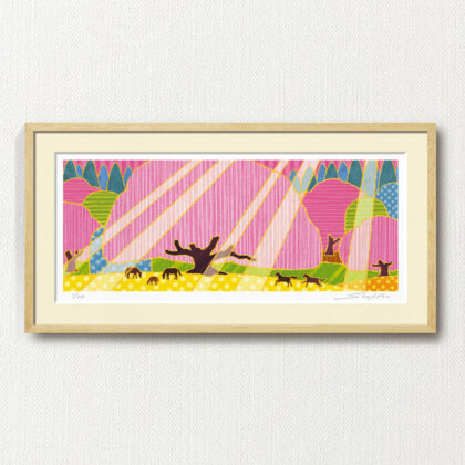 版画 のおすすめ作品・人気作家 ピンク 抽象画 自然 黄色 fineart modernart Nature インテリアアート ファインアート モダンアート 北欧 半抽象 太陽 桜 額付き 額装品 馬 beneath bloom（A-014・60×30） インテリア絵画 アート