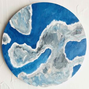 絵画 のおすすめ作品・人気作家 油彩 円形 空 原画・油彩「野生の雲　」絵画・直径30㎝・アート・丸形キャンバス インテリア絵画 アート