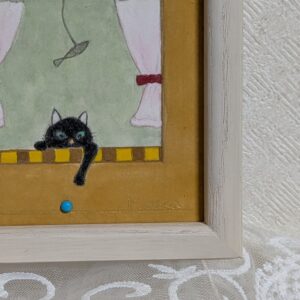 日本画 のおすすめ作品・人気作家 アートのある暮らし 黒 mineral パワーストーン 日本画 鉱物 黒猫 窓辺の黒猫 インテリア絵画 アート