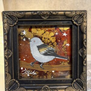 手描きイラスト のおすすめ作品・人気作家 シマエナガ 夕焼けの空とシマエナガ インテリア絵画 アート