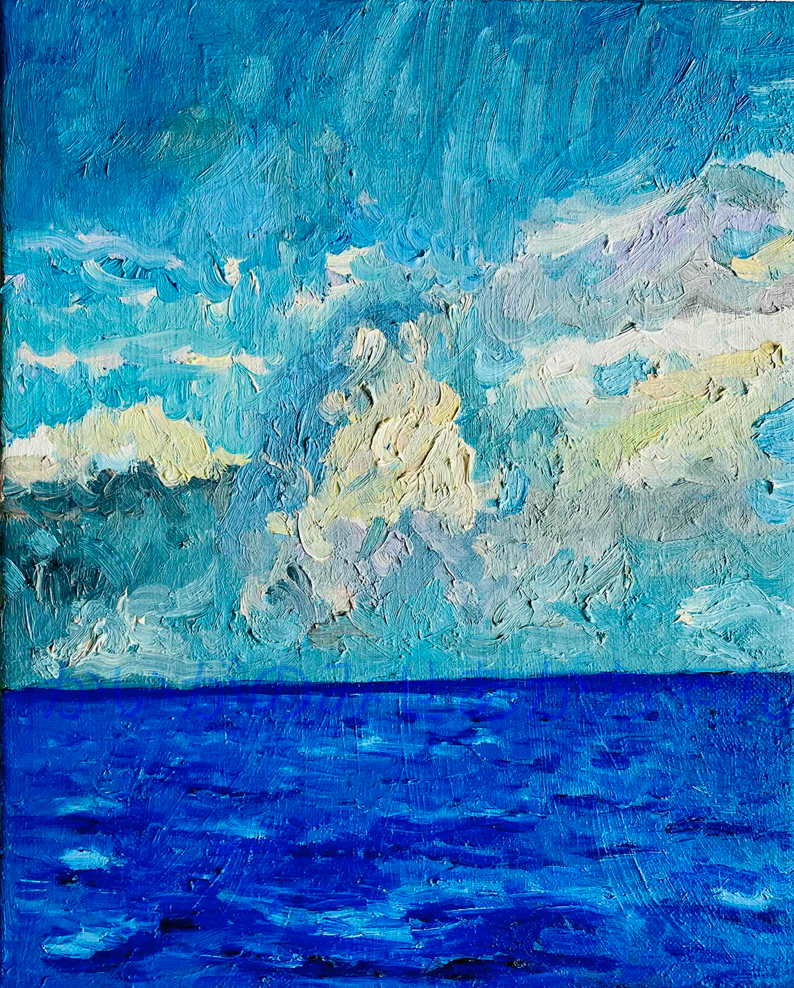 マ*Y様 【青く広がる海】アクリル画 F3 風景画 絵画 アクリル画 風景画