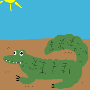 デジタルイラスト のおすすめ作品・人気作家 イラスト 動物 かわいい アニマル カラフル ワニ 動物 可愛い I ate a lot yesterday インテリア絵画 アート