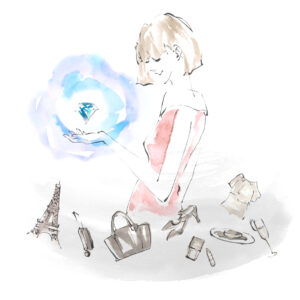 イラスト のおすすめ作品・人気作家 女性 インテリア ガーリー ジュエリー ファッションイラスト 人物画 宝石 抽象的 honda shinichi illustration.No14 インテリア絵画 アート