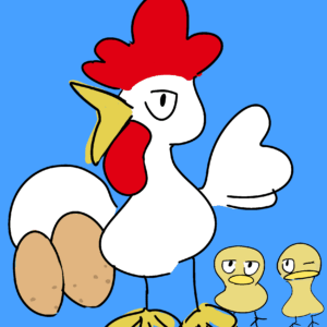 デジタルイラスト のおすすめ作品・人気作家 動物 鳥  可愛い おしゃれ かわいい カラフル ニワトリ “Let’s go crazy“ インテリア絵画 アート