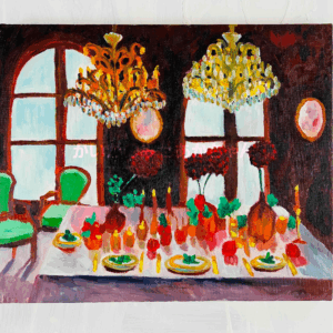 絵画 のおすすめ作品・人気作家 シャンデリア 油彩画 原画・油彩「西洋式テーブルA」絵画・F8（38×46㎝）アート・キャンバス インテリア絵画 アート