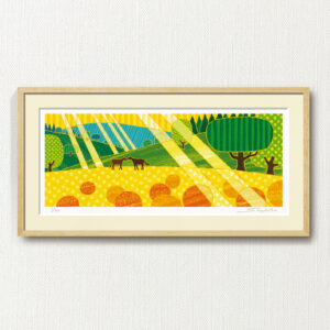 版画 のおすすめ作品・人気作家 抽象画 自然 黄色 fineart modernart Nature インテリアアート ファインアート モダンアート 北欧 半抽象 額付き 額装品 馬 golden hill（A-012・60×30） インテリア絵画 アート