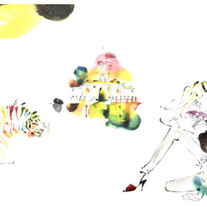 イラスト のおすすめ作品・人気作家 動物 女性 白黒 お城 カラフル クール ファッションイラスト 人物画 抽象的 honda shinichi illustration.No7 インテリア絵画 アート