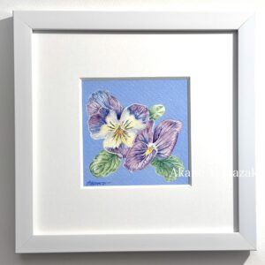 水彩画 のおすすめ作品・人気作家 水彩画 花 1点物 ビオラ 原画 小作品 植物画 透明水彩 Viola (スタンドタイプのフレーム付き) インテリア絵画 アート