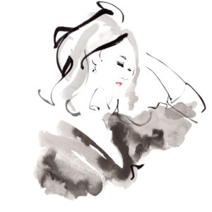 イラスト のおすすめ作品・人気作家 女性 白黒 クール ファッションイラスト 人物画 抽象的 honda shinichi illustration.No17 インテリア絵画 アート