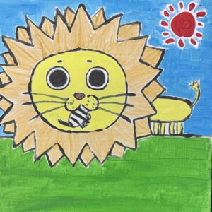 イラスト のおすすめ作品・人気作家 動物 アクリル画 ライオン シマウマを食べるらいおん インテリア絵画 アート