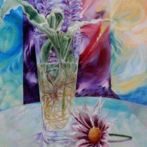 油絵 のおすすめ作品・人気作家 光 緑 花 赤 エネルギー グラス 青 黄 グラスを通して インテリア絵画 アート