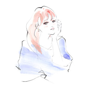 イラスト のおすすめ作品・人気作家 ピンク 女性 白黒 アンニュイ ガーリー 人物画 抽象的 青 honda shinichi illustration.No13 インテリア絵画 アート