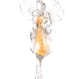 イラスト のおすすめ作品・人気作家 女性 雨 クール ファッションイラスト 人物画 傘 抽象的 日常 honda shinichi illustration.No15 インテリア絵画 アート