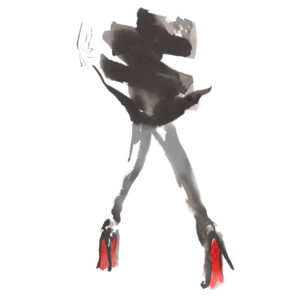 イラスト のおすすめ作品・人気作家 女性 白黒 クール スカート ハイヒール ファッションイラスト 人物画 抽象的 honda shinichi illustration.No18 インテリア絵画 アート