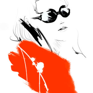 デジタルイラスト のおすすめ作品・人気作家 女性 白黒 赤 クール サングラス ファッションイラスト 人物画 抽象的 honda shinichi illustration.No19 インテリア絵画 アート