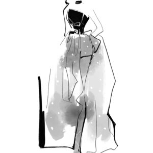 デジタルイラスト のおすすめ作品・人気作家 女性 白黒 クール ドレス ファッションイラスト 人物画 抽象的 honda shinichi illustration.No21 インテリア絵画 アート