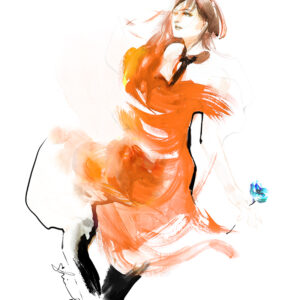 イラスト のおすすめ作品・人気作家 女性 白黒 花 クール ドレス ファッションイラスト 人物画 抽象的 薔薇 honda shinichi illustration.No23 インテリア絵画 アート