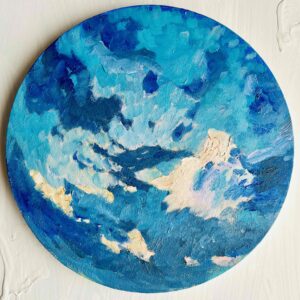 絵画 のおすすめ作品・人気作家 油彩 空 原画・油彩「PAN」絵画・直径25㎝ アート・丸形キャンバス インテリア絵画 アート