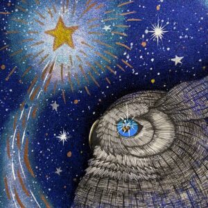 絵画 のおすすめ作品・人気作家 絵画 流れ星とフクロウ インテリア絵画 アート