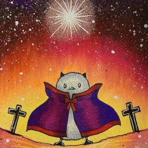 イラスト のおすすめ作品・人気作家 イラスト ハロウィンシリーズ ドラキュラエナガ インテリア絵画 アート