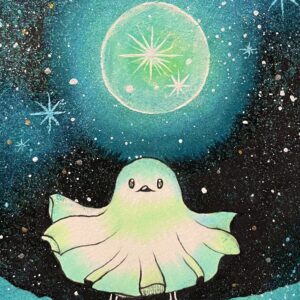 イラスト のおすすめ作品・人気作家 イラスト ハロウィンシリーズ ゴーストエナガ インテリア絵画 アート