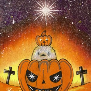 イラスト のおすすめ作品・人気作家 イラスト ハロウィンシリーズ パンプキンエナガ インテリア絵画 アート