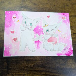 イラスト のおすすめ作品・人気作家 イラスト 水彩画 猫 アナログイラスト 手描きイラスト 透明水彩 ラブリーミルクとラブリーくるみ インテリア絵画 アート