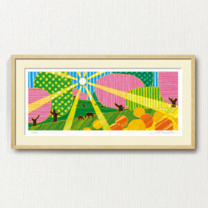 版画 のおすすめ作品・人気作家 抽象画 自然 黄色 fineart modernart Nature インテリアアート ファインアート モダンアート 北欧 半抽象 太陽 額付き 額装品 馬 sunlit field（A-013・60×30） インテリア絵画 アート