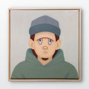 絵画 のおすすめ作品・人気作家 人物 アクリル画 インテリア キャラクター グレー ポップアート 現代アート 僕には勇気が足りない インテリア絵画 アート