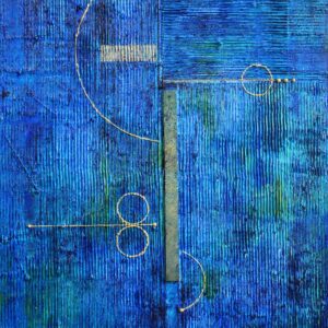 絵画 のおすすめ作品・人気作家 抽象 凹凸 点 線 青 波 金 真鍮 ミクストメディア 金の斧の池 インテリア絵画 アート