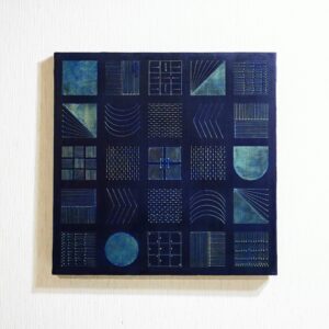 油絵 のおすすめ作品・人気作家 抽象 コンポジション 金 正方形 青 凹凸 光沢 紺紙金記号曼荼羅 其の弐 インテリア絵画 アート