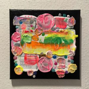 アクリル画 のおすすめ作品・人気作家 ピンク 抽象画 かわいい ほのぼの カラフル テクスチャーアート 平和 wishing for peace インテリア絵画 アート